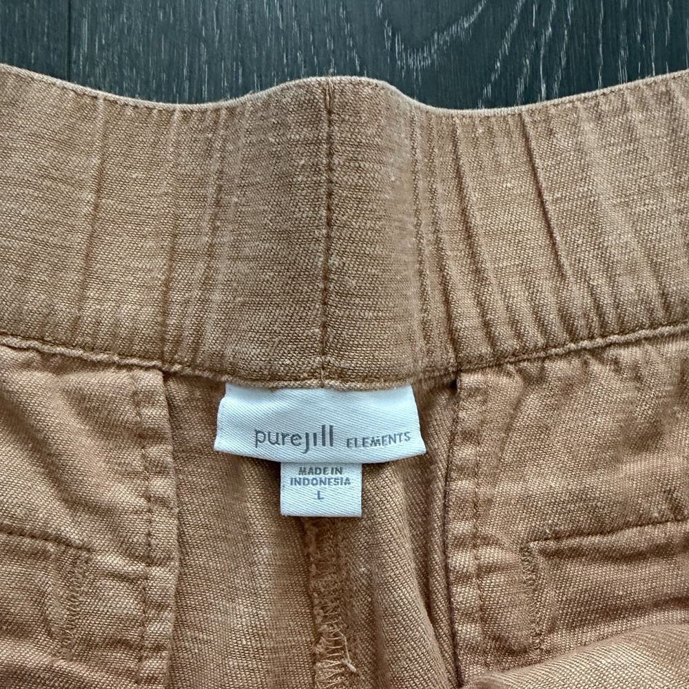 J Jill Purejill Linen Cotton Blend Wide Leg Cropped Pants Large Coastal Resort - Picture 3 of 10